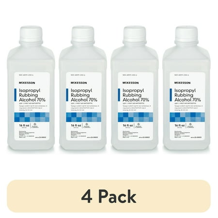 (4 pack) McKesson Isopropyl Rubbing Alcohol - First Aid Antiseptic, 16 oz, 1 count