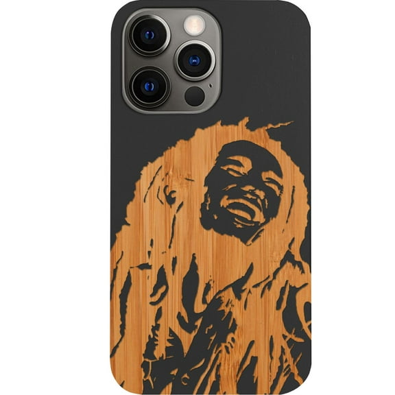 Bob Marley 1 - Engraved Wooden Phone Case for iPhone 15 Pro Max, Color: Black