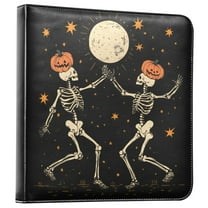 FORMRS 3 Ring Photo Album 4"x6" Self Adhesive Large Capacity PU Leather Cover, Black Halloween Dancing