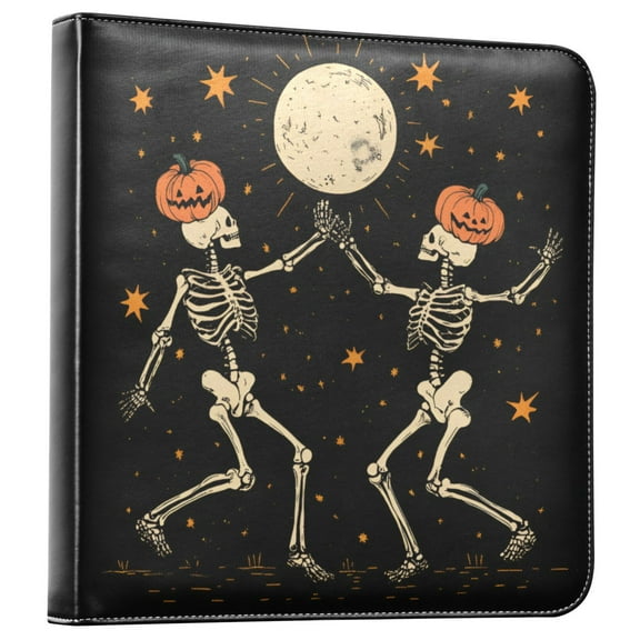 FORMRS 3 Ring Photo Album 4"x6" Self Adhesive Large Capacity PU Leather Cover, Black Halloween Dancing