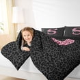 thumbnail image 4 of jejeloiu Jungle Cheetah Leopard Queen Comforter Set,Pink Letter S Bedding Comforter Set For Girls Women Reversible 3pcs, 4 of 8