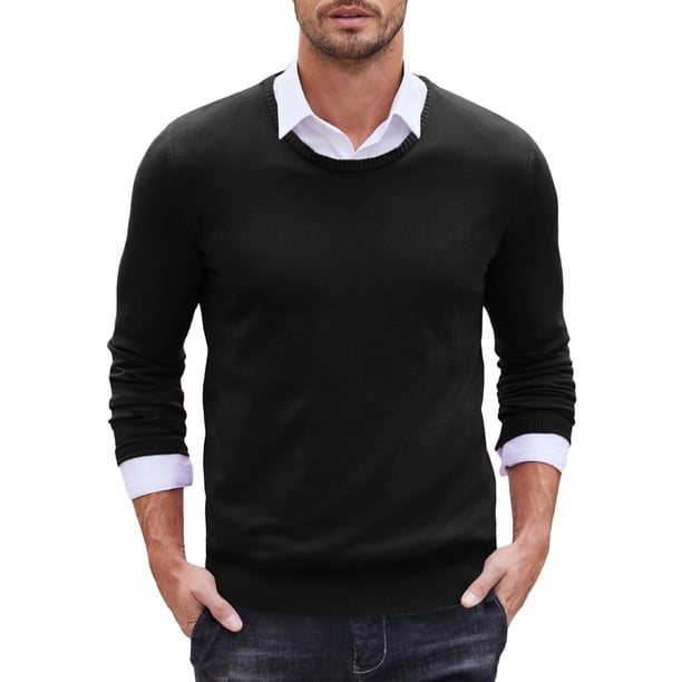 Suéter de punto básico para hombre, suéter de invierno de punto fino