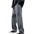 thumbnail image 2 of YUIVH Men's Jean Relaxed Fit Comfort Spring Autumn High Street Jeans Loose Straight Drawstring Casual Couple Pants Comfort Slim Fit Jeans, 2 of 5
