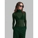 thumbnail image 4 of Top de Larga Ajustado de de Color Liso con Cuello Alto para Mujer, Camisa Transparente. Verde Oscuro M, 4 of 7