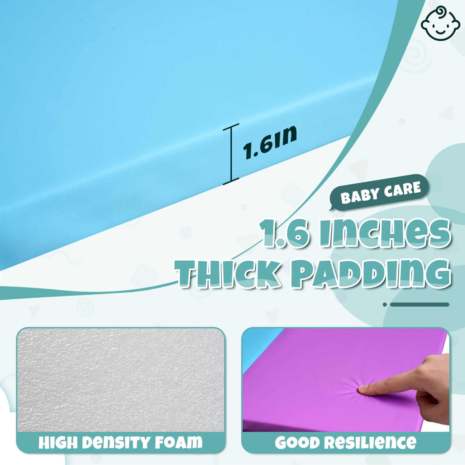 5-Panel Thick 1.6" Folding Gymnastics Gym Exercise Mat Tumbling Mat for Kids for Yoga, Pilates, Stretching