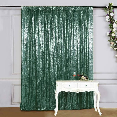 Efavormart 8ft Hunter Emerald Green Sequin Photo Booth Backdrop Photography Backdrop With Rod Pockets