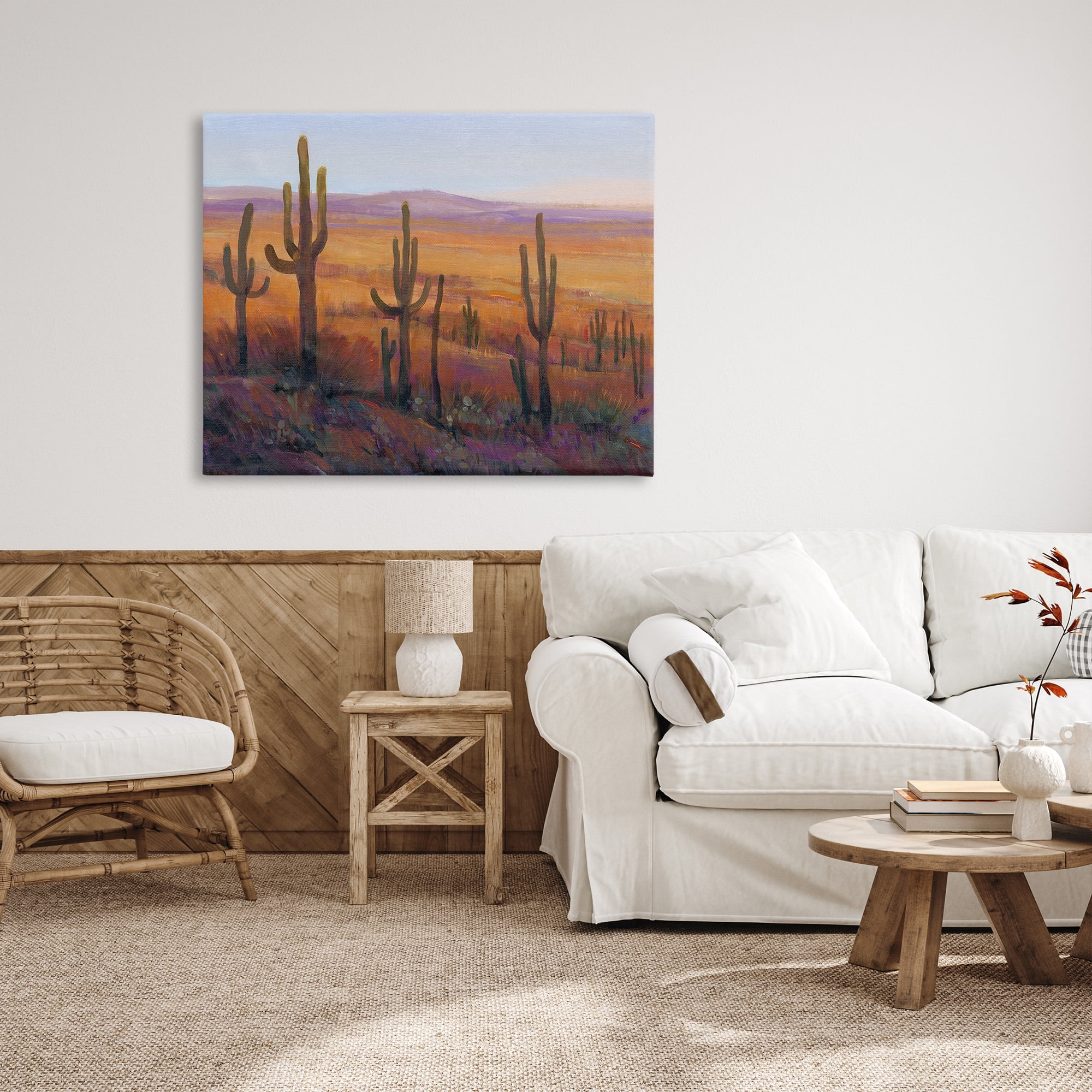 Stupell Industries Desert Cactus Plants Landscape Painting Gallery Wrapped Canvas Art Print Wall Art, 48 x 36