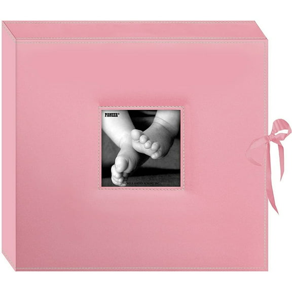Pioneer 3-Ring Sewn Leatherette Album Box 13"X14.5"-Baby Pink