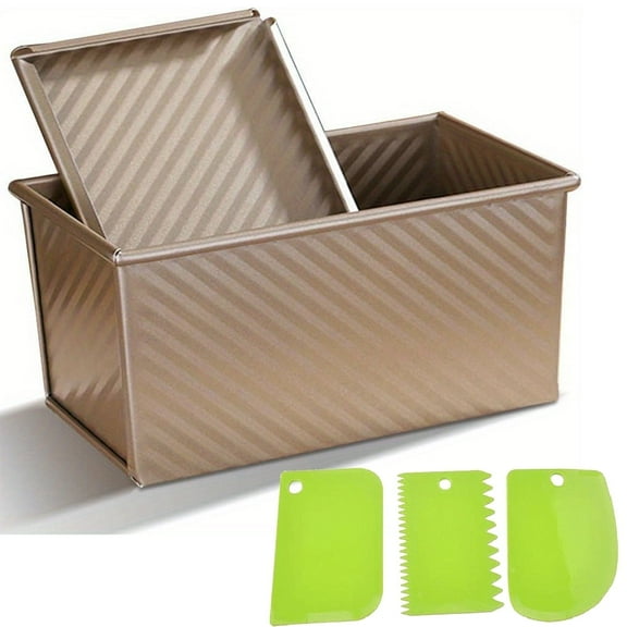 LIMICAR 8x4 in Loaf Pan with Lid,Nonstick Bread Pans for Baking,Carbon Steel Bread Loaf Baking Pan,Sandwich Bread Loaf Pan for Oven,1lb Dough Capacity,Gold