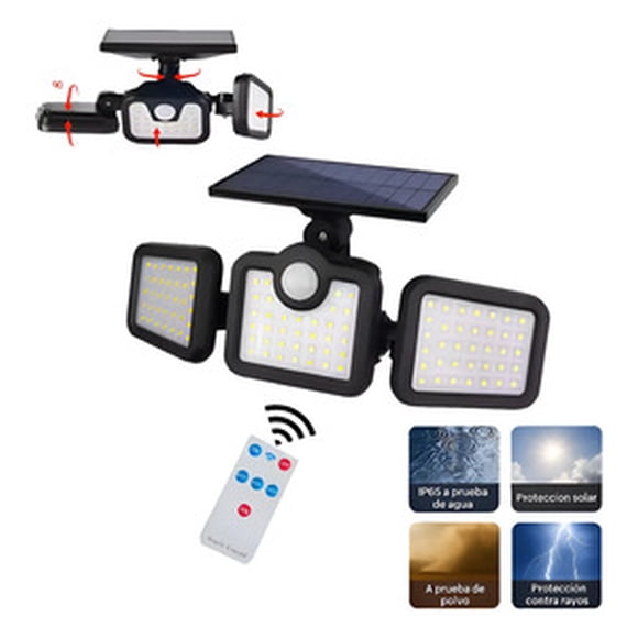 Lámpara Solar Exterior de Pared 108 LED Sensor de Movimiento IP65 Control Remoto