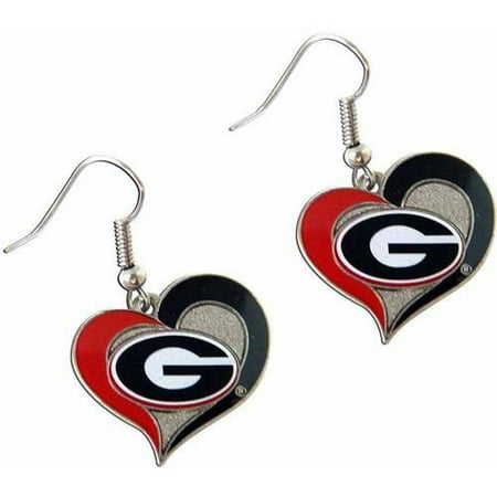 - NCAA Georgia Swirl Heart Shape Dangle Logo Earring Set