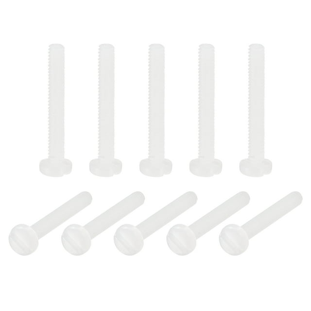 Unique Bargains Vis de Machine en Nylon, Boulons de Fixation à Tête Fendue M2x16mm, Blanc, Lot de 50
