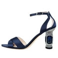 thumbnail image 2 of FSJ Women Open Toe Chic Unique Sandal Ankle Strap Chunky Block High Thick Heels Wedding Party Ballroom Prom Shoes Size 9.5 Blue, 2 of 5