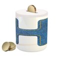 thumbnail image 1 of Letter H Piggy Bank, Denim Letter Design Uppercase H Pattern Jeans Texture Retro Typography, Ceramic Coin Bank Money Box for Cash Saving, 3.6" X 3.2", Blue Marigold, by Ambesonne, 1 of 4