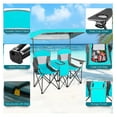 thumbnail image 5 of HeSLehs Double Camping Chair, Beach Chair with Canopy Shade, Adjustable UV Protection, Cooler, Cup Holder & Carry Bag, Folding Portable Lawn Soccer Camp Chair with Umbrella for Adults (Navy, 2 Person), 5 of 9