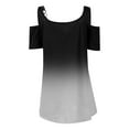 thumbnail image 5 of Patlollav Summer Womens Plus Size Clearance Tops,Ladies Zipper V-Neck Short Sleeve Print Strapless T-Shirt, 5 of 5