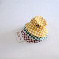 thumbnail image 3 of Patrón de tablero de ajedrez sombrero de cubo para niños lindo a cuadros bebé niños niñas sombrero para el sol suave niños pescador Panamá gorras, 3 of 6