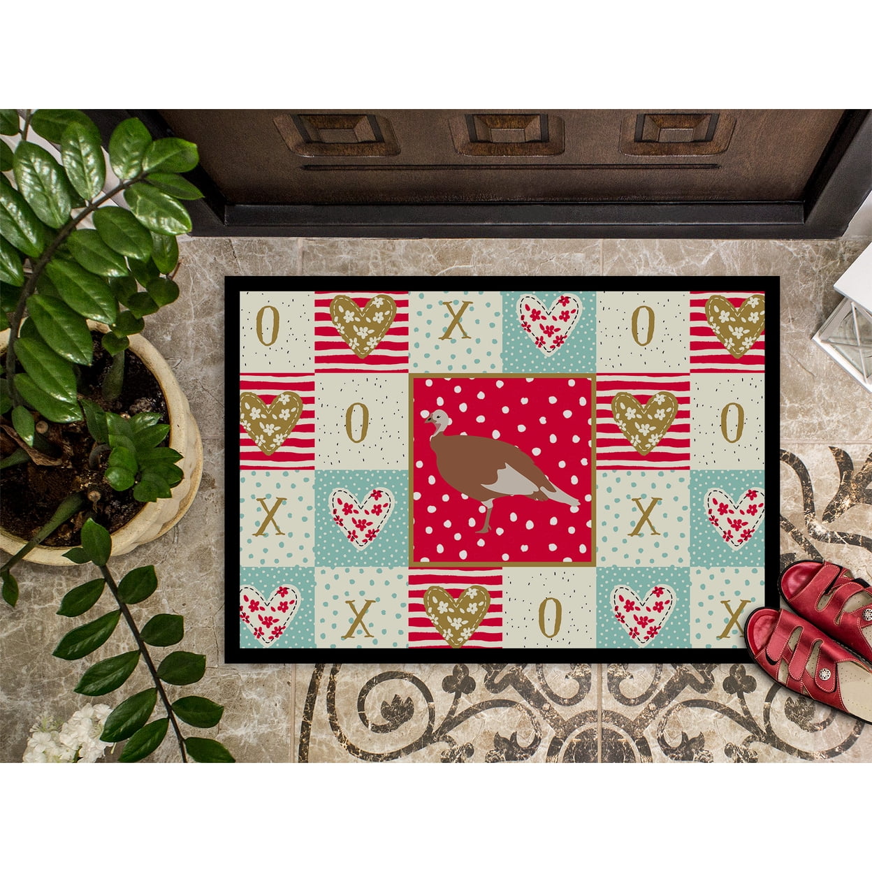 Jersey Buff Turkey Hen Love Indoor or Outdoor Mat 18x27 CK5411MAT