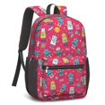 thumbnail image 2 of Robot and Rockets Red Pattern 17" Waterproof Oxford School Backpacks for Teens, S-Shape Padded Straps, for School, Travel, Hiking, Camping, 2 of 5