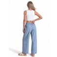 thumbnail image 5 of Sundazz Womens Gingham Pants Cotton Wide Leg Lounge Pants Cute Pajama Pants Comfy Casual Pants,Blue,S, 5 of 8