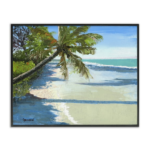 Stupell Industries Beach Shadows Landscape Landscape & Nature Painting Black Framed Art Print Wall Art, 14 x 11
