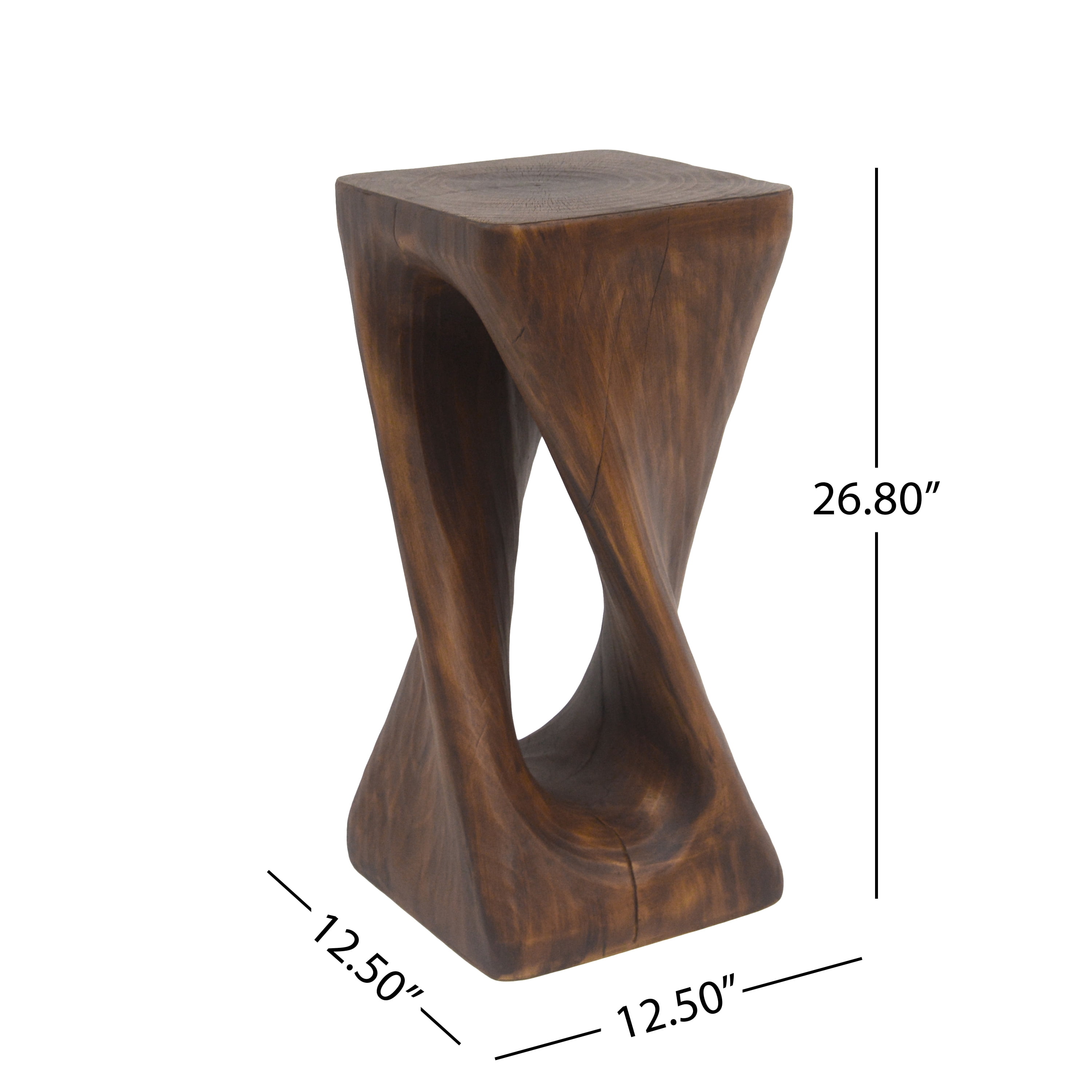 Twist Shape Side Table, Outdoor Lightweight Concrete End Table for Patio Balcony Garden, Antique Brown