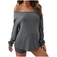 thumbnail image 2 of ShaoRunShi Women's Maternity 2 Piece Outfits Off The Shoulder Tops and Shorts Pregnancy Set Maternity 2 Piece Outfits, 2 of 6