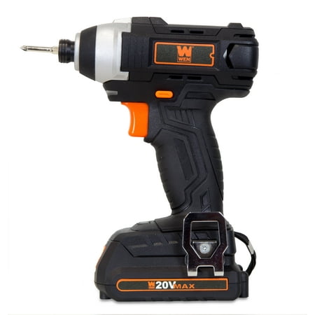 WEN 20-Volt MAX Lithium-Ion Cordless 1/4-Inch Impact Driver w/ Battery, Bits, Charger and Carrying Bag