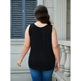 thumbnail image 5 of JYLFC Womens V Neck Plus Size Tank Pleated Henley Sleeveless Tops, Black 4XL, 5 of 6