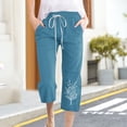 thumbnail image 2 of VEKDONE Womens Cotton Linen Capris Pants Blue L, 2 of 4