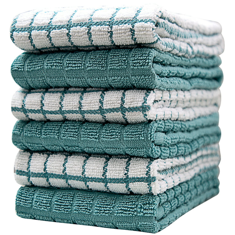 Teal Dish Towels for Kitchen, Absorbent Cotton Kitchen Towels for