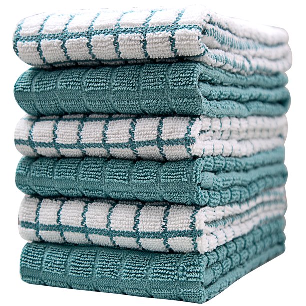 Premium Kitchen Towels 16”x 28” 6 Pack Large Cotton Kitchen Hand Towels Chef Weave Design