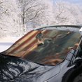 thumbnail image 2 of Xoenoiee Deer Forest American Flag Print Windshield Snow Cover Ice Removal Wiper Visor Protector All Weather Winter Summer Auto Sun Shade for Cars Trucks Vans and SUVs, 2 of 7
