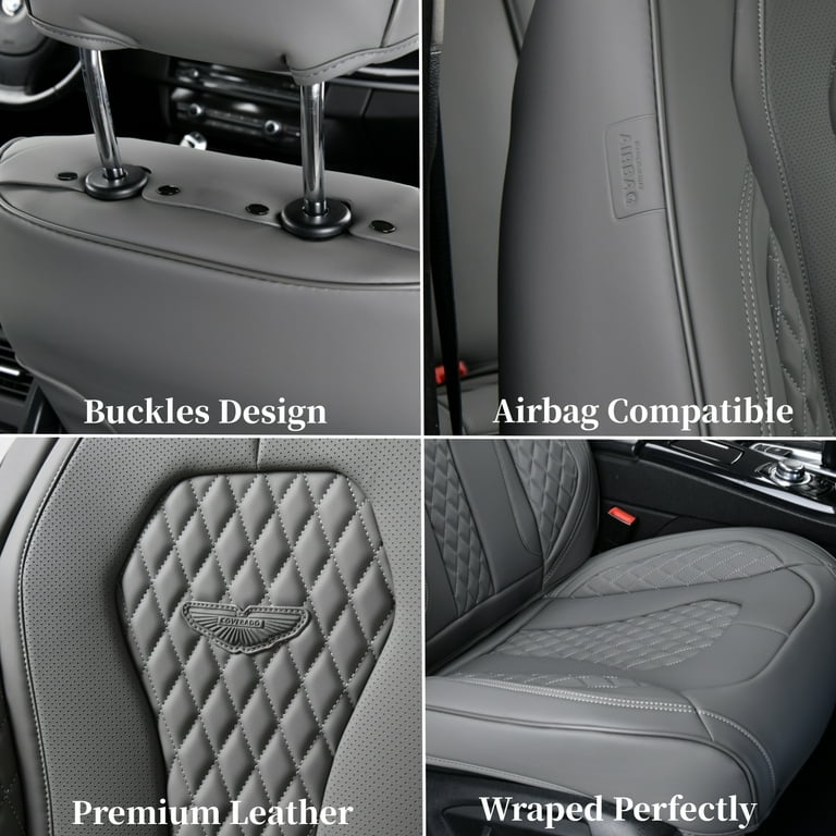 Coverado 5 Seats Gray Car Seat Covers Full Set, Premium Leatherette Auto  Seat Cushions Luxury Interior, Waterproof UV-Resistant Seat Protectors