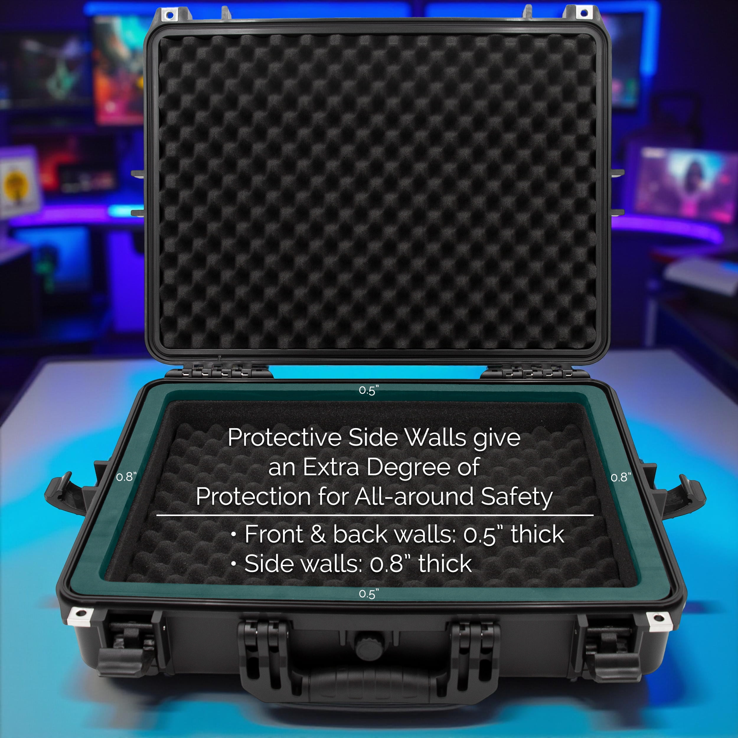 CASEMATIX Waterproof Hard Shell Case for 17–18" Gaming Laptop – IP67 Crushproof Travel Case with Custom Foam