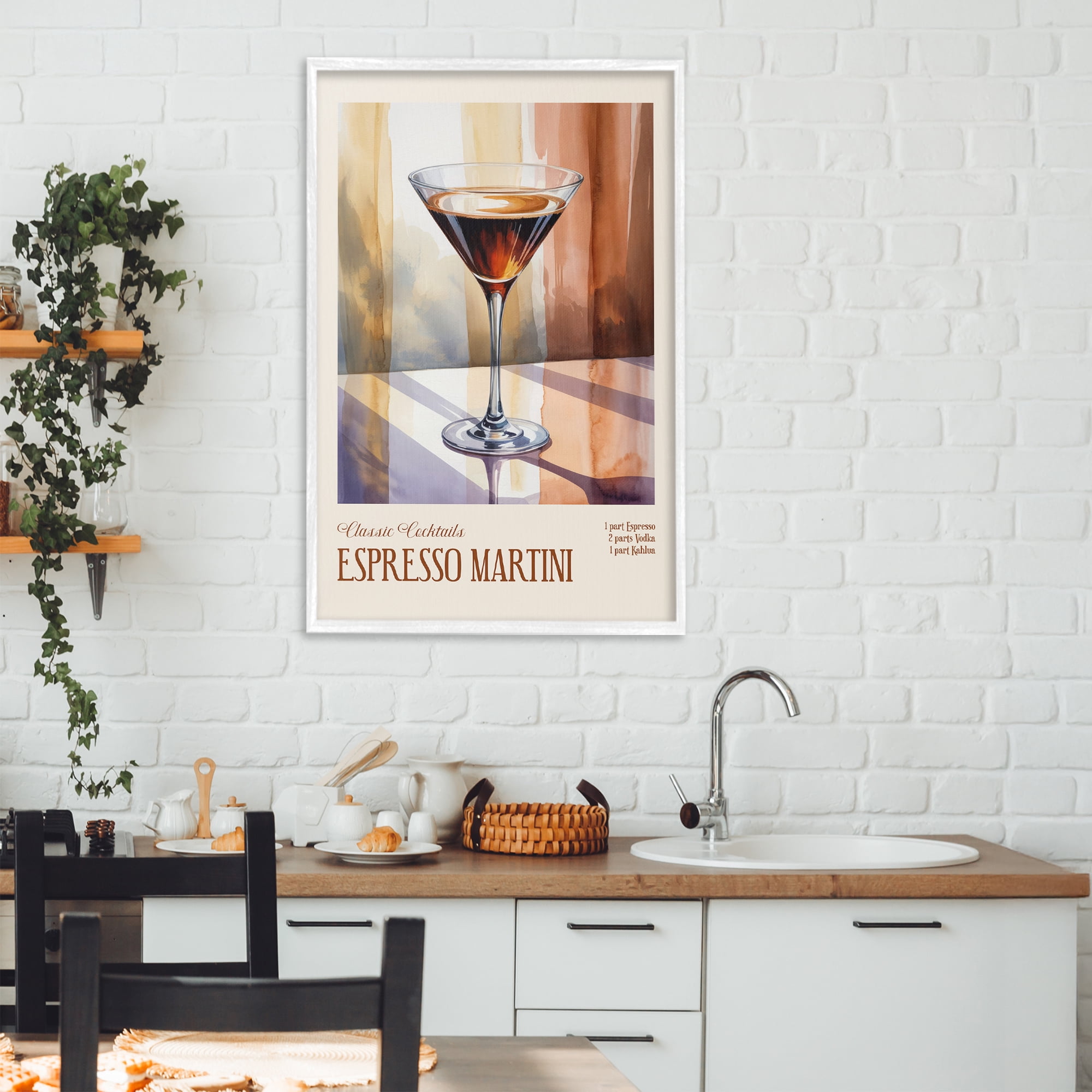 Stupell Industries Espresso Martini Sun Reflection White Framed Giclee Art, design by Andreas Magnusson