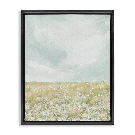 Stupell Industries Contemporary Budding Field In Spring Black Floating Frame Canvas Art, 17 x 21, by Leah Straatsma