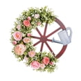 thumbnail image 3 of Corona de primavera, flores de peonía artificiales y rueda, señal de bienvenida, decoración de verano hecha a mano para exteriores, interiores,, 3 of 8