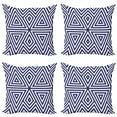 thumbnail image 1 of Ambesonne Abstract Throw Pillow Cover 4 Pack, Symmetric Triangles, 20", Indigo Cream, 1 of 2
