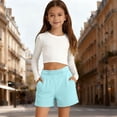 thumbnail image 2 of Girls Athletic Casual Shorts Loose Fit Breathable Playwear Comfortable Elastic Waistband for Sports Outdoor Activities Gymnastics Pants 8-9 Years, 2 of 4