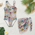 thumbnail image 3 of Xixirimido Abstract Spring Floral Print Girls One Piece Bathing Suit with Mesh Cover Up, Adjustable Strap Swimwear One Shoulder Swimsuit for Girl with Removable Pad, Size 13-14 Years, 3 of 7