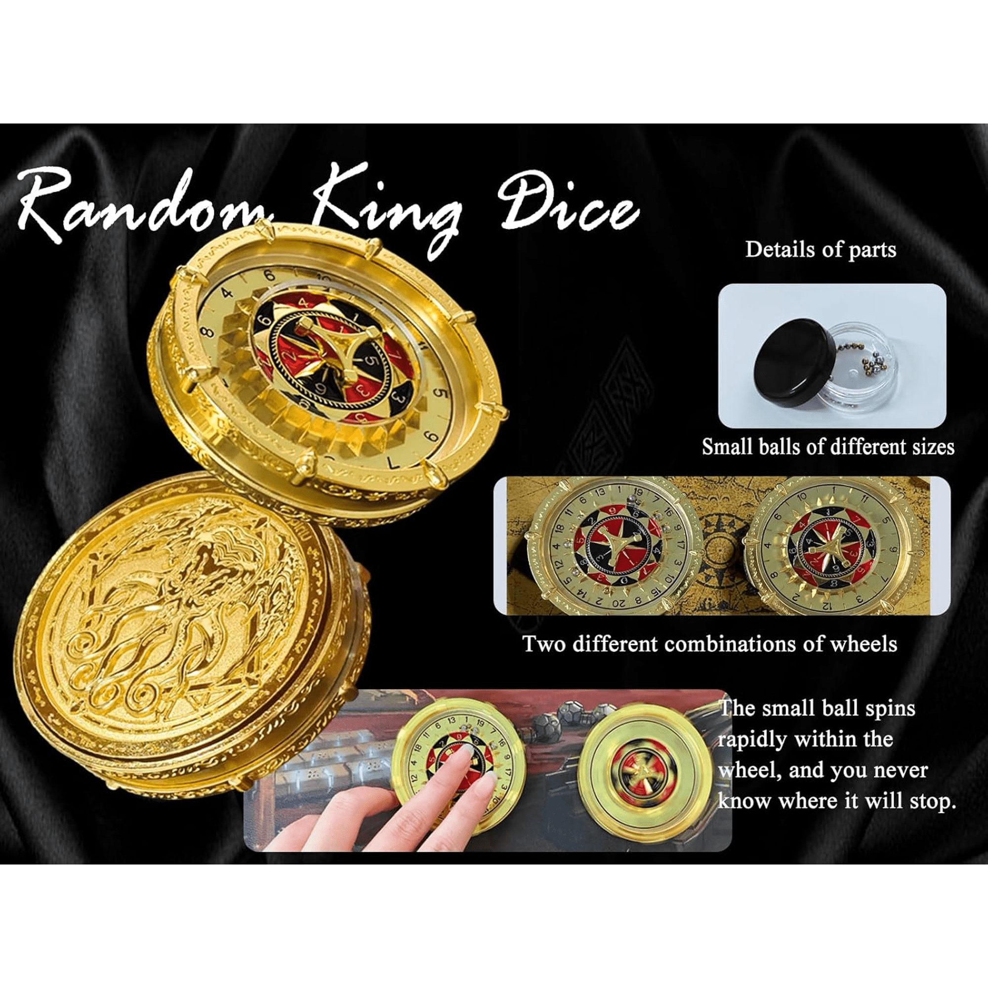 DND Random King Dice Spinner, 7-in-2 Dual-Spin Cthulhu Metal Dice for Classic Games