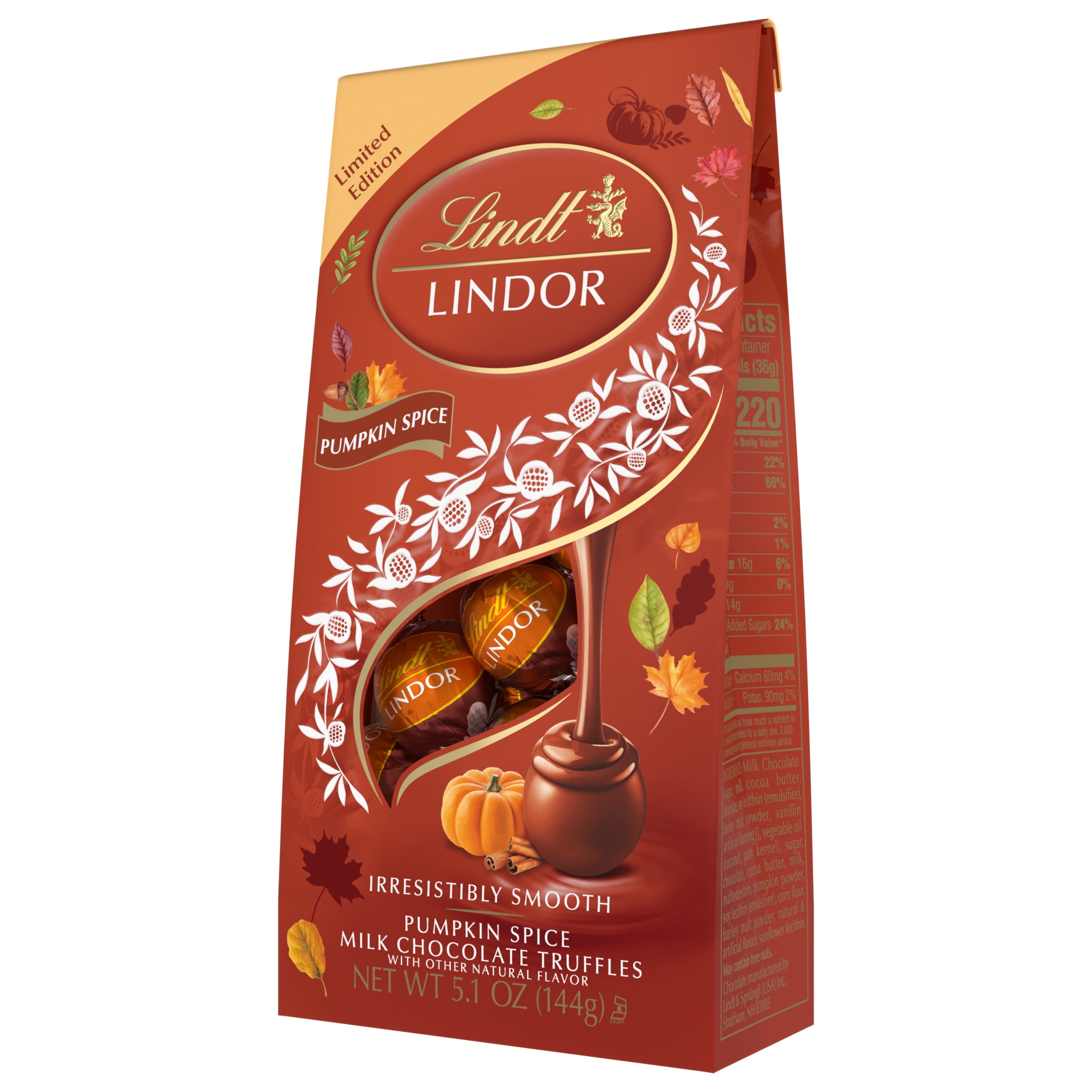 Lindt LINDOR Fall Pumpkin Spice Milk Chocolate Candy Truffles, 5.1