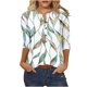 thumbnail image 2 of Fiudx Camisas para Mujer Camiseta Holgada de Manga 3/4 con Botones Estampados para Mujer, 2 of 5