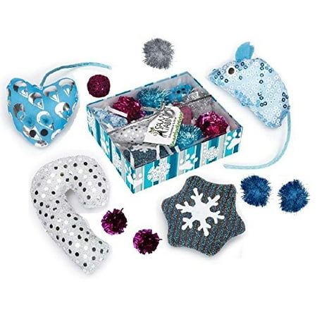 - Cat Toy Holiday Gift Box 10 Piece Set Kitty Entertainment Pack BULK LOTS TOO!(2 Gift Sets Blue/Pink Set)