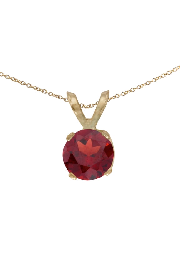 10k Yellow Gold 5 mm Round Garnet Pendant with 16" Chain