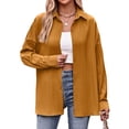 thumbnail image 3 of Nlife Women Lapel Collar Long Sleeve Button Back Lace Up Split Hem Shirt, 3 of 7