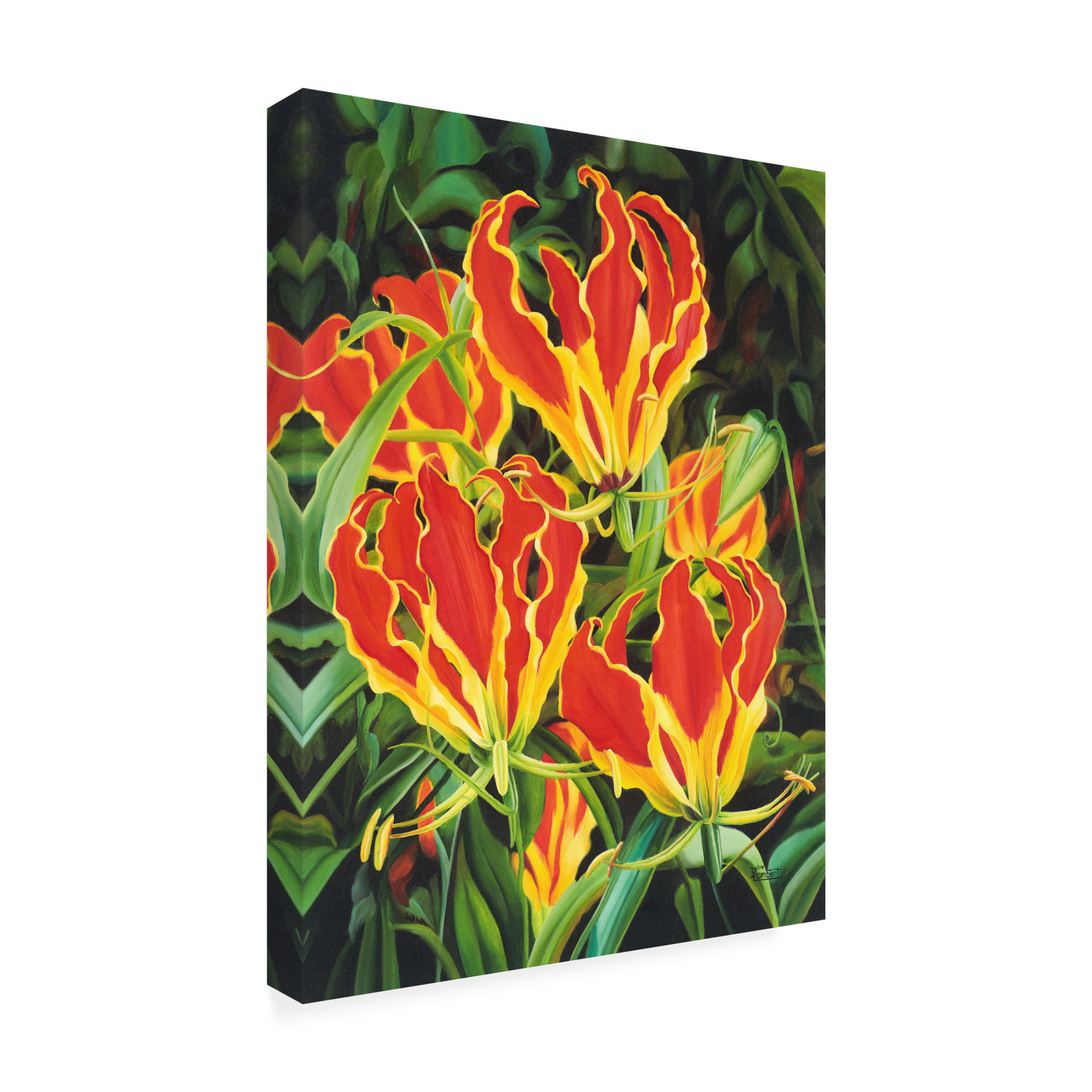 Canvas Wall Art - Delene Lambert 'Flame Lilies' Wall Art for Living Room, Bedroom, or Office Décor by Trademark Fine Art - 14 x 19 Inches