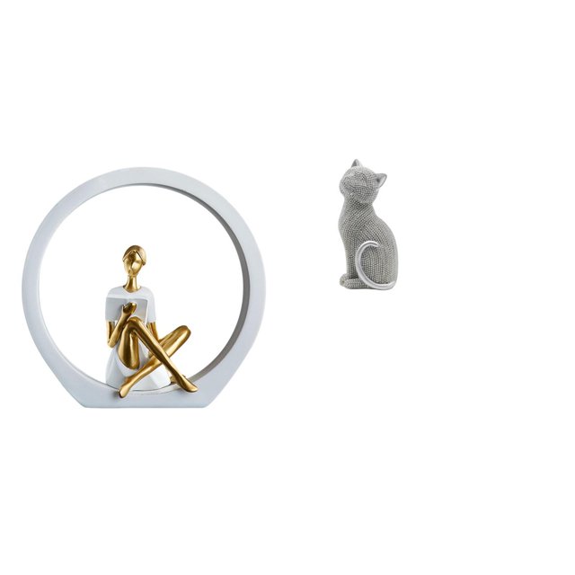 Figura de gato niña, estatua de mujer, resina decorativa, coleccionable, centro de mesa, dormitorio, regalo para lectores, estantería, escultura abstr
