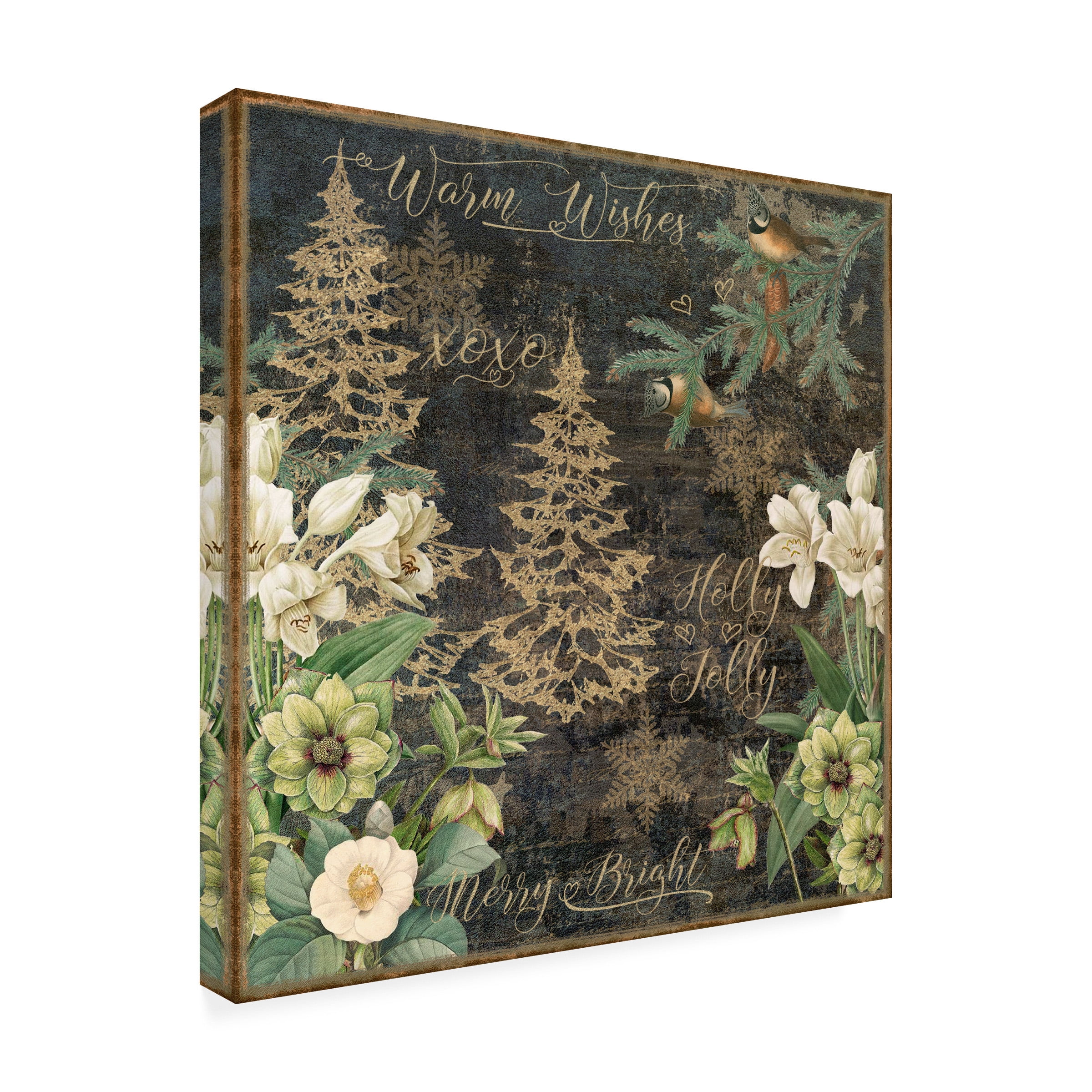 Cora Niele 'Golden Chirstmas Trees' Canvas Art